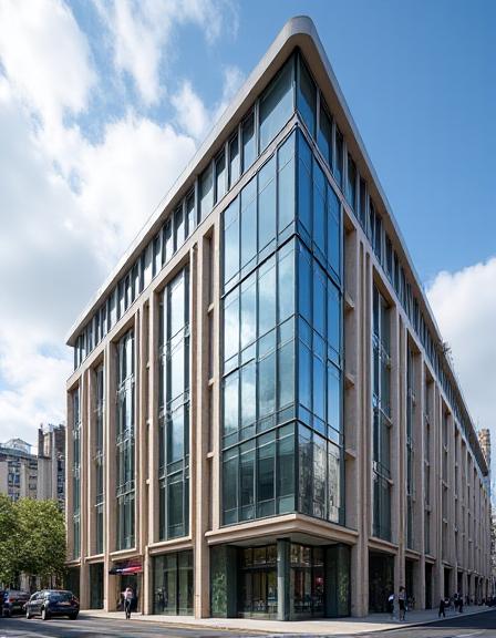Modern professional office building exterior in London at Portman Street